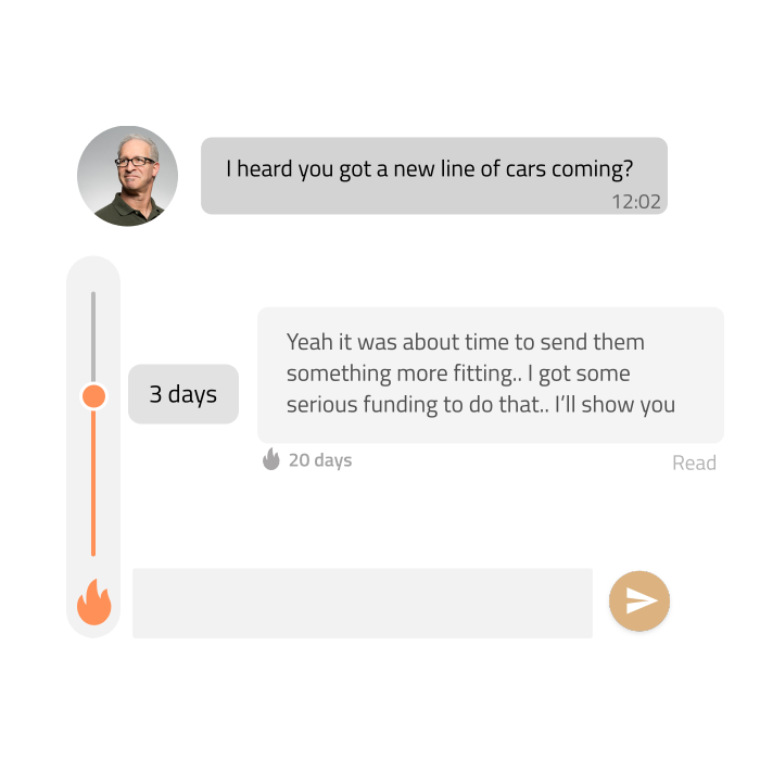 Speech balloons with a burn time slider.